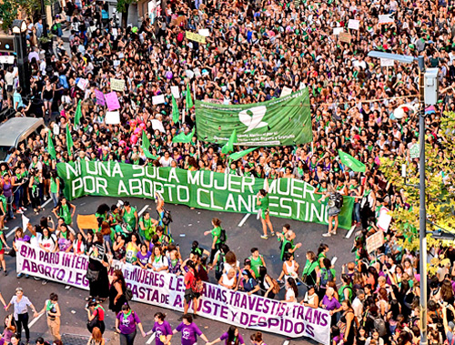 Mass march for abortion rights in Argentina March 8