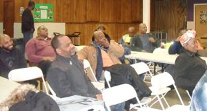 “In Cuba, if a worker is hurt, an immediate investigation is done. The focus is what those running the project should have done to prevent the accident,” Griselda Aguilera said at Feb. 9 meeting, above, with Black construction workers of Laborers Local 79, one of a dozen events during her New York/New Jersey tour. Inset, Aguilera at citywide meeting at Nurses union hall Feb. 10.