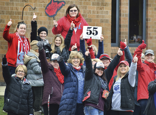 Woodsdale Elementary teachers, Wheeling, West Virginia, celebrate strike victory March 6.