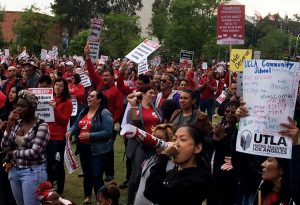 Thousands of teachers and their supporters rallied in Los Angeles May 24. Members of United Teachers Los Angeles have worked without a contract for a year. Their demand for increased funding mirrors that of other school workers’ actions around the country.