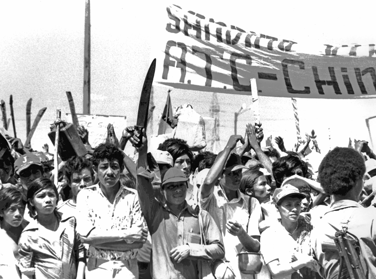 Establishment of workers and farmers government in 1979 gave impulse to struggles by the toilers. Above, 30,000 peasants and agricultural workers led by Association of Rural Workers rallied in Managua in February 1980, for radical land reform and improved conditions.
