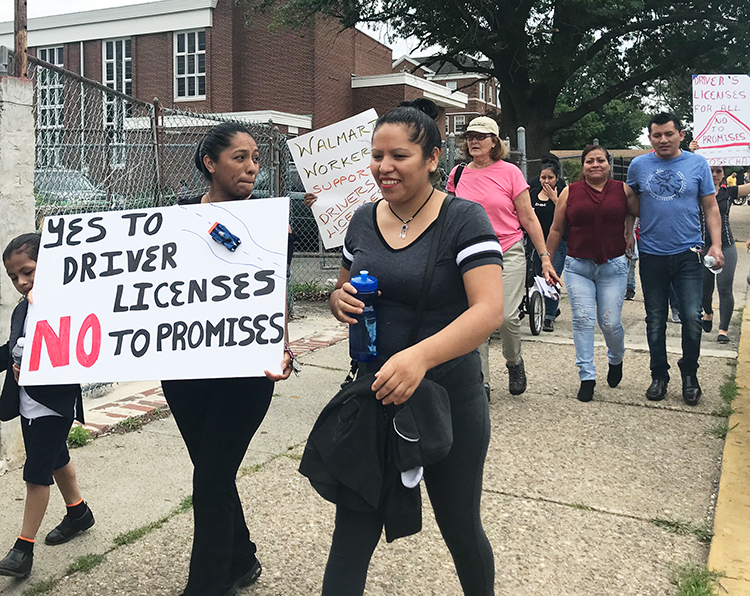 Immigrant rights group Cosecha walks for driver’s licenses in Camden, N.J., June 10.