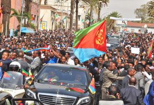 Hundreds of thousands lined procession route from airport to center of Eritrea’s capital Asmara when Ethiopia’s Prime Minister Abiy Ahmed arrived July 8 to sign peace treaty after 20 years of war. Eritrean youth have been subjected to mandatory conscription for “national service.”