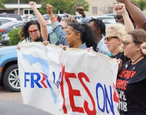 Oct. 27 actions took place across Florida for Amendment 4. Measure won by 64 percent, restoring voting rights to over a million former prisoners, inspiring fights in other states.