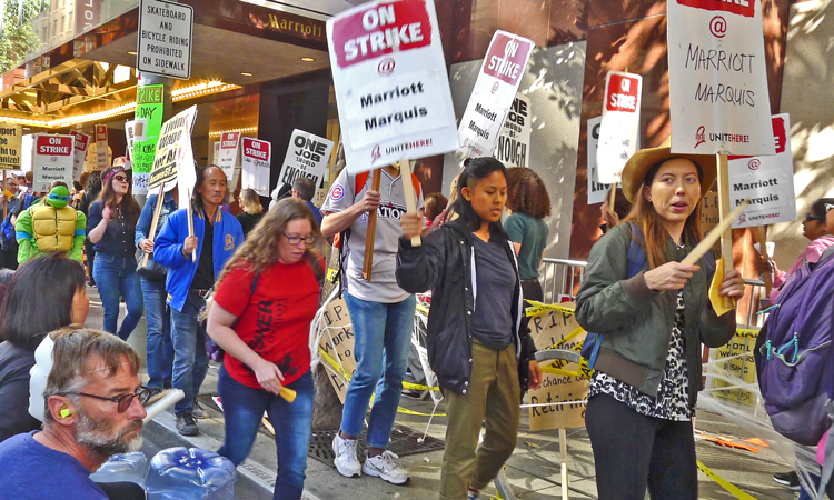 Oct. 31 Halloween day picket by striking workers at San Francisco Marriott Marquis.