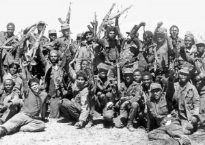 Cuban and Angolan fighters celebrate 1983 battle in Cangamba, Angola, pushing back forces backed by apartheid South Africa and U.S. rulers. “This internationalist mission in Angola” Castro said, victorious in 1988, “had a very big impact on Africa,” helping lead to fall of the apartheid regime.