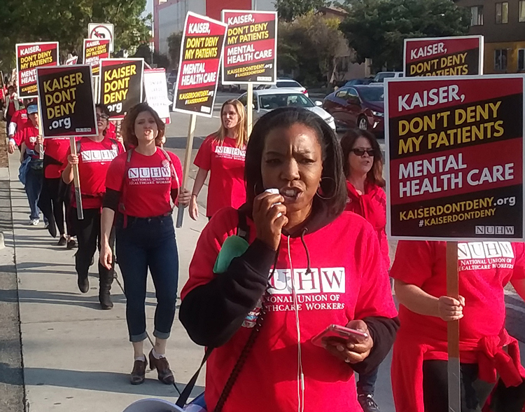 National Union of Healthcare Workers members picket Kaiser’s Los Angeles Medical Center Dec. 12 during 5-day statewide strike at 33 hospitals for increased hiring, better patient care.