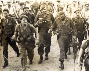 José Ramón Fernández, center, and Fidel Castro, to his left, at Play Girón, April 1961. Fernández commanded main column that defeated U.S.-organized mercenary invasion there.