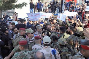 Angry relatives of over 100 killed in sinking of ferry blocked road chanting “no to corruption” when Mosul’s governor arrived March 22. Victims had been celebrating New Year’s holiday.
