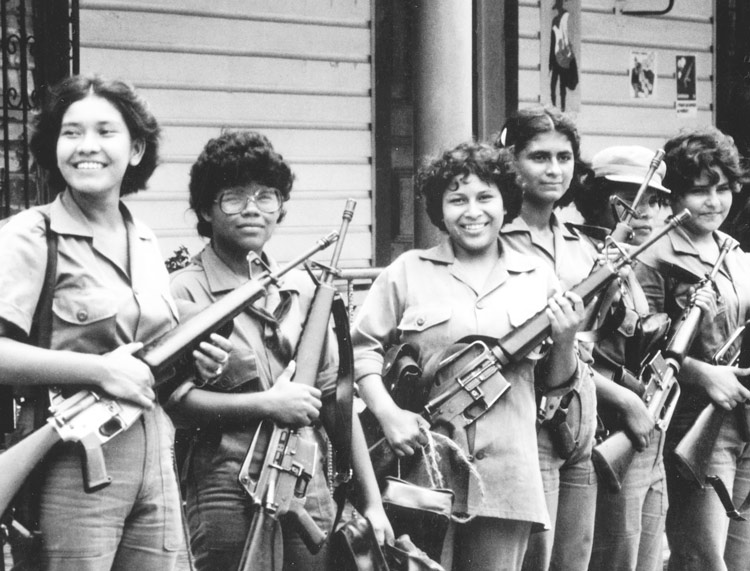 Women in militia in Bluefields, Nicaragua, 1983. After revolutionary course was abandoned by Sandinista leaders in late 1980s, women lost many gains. Abortion was totally banned in 2006.
