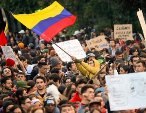 Days after hundreds of thousands of union workers, students, indigenous and farmers joined anti-government actions across Colombia, protests and strikes continued in Bogota Nov. 25.