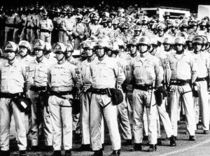 There is a long history of hard-fought copper mine battles in Arizona. Above, state government sent guardsmen and troopers to protect strikebreakers in 1983 strike against Phelps Dodge. Morenci mine is now owned by Freeport-McMoRan, remains nonunion.