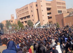 Demonstration at Sharif University of Technology in Tehran Jan. 13, part of growing protests over recent years against government’s wars, economic crisis and attacks on political rights.