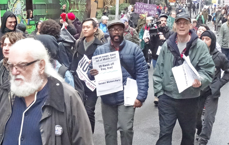 Protest in New York Jan. 4, part of national weekend of demonstrations calling for “U.S. out of the Middle East.” SWP supporters joined in, advancing working-class road forward.