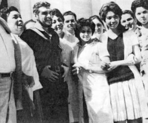 Ernesto Che Guevara, second from left, with Cuban volunteers in Algeria, 1964, Cuba’s first internationalist medical mission, part of revolution’s aid to fight for independence from France.