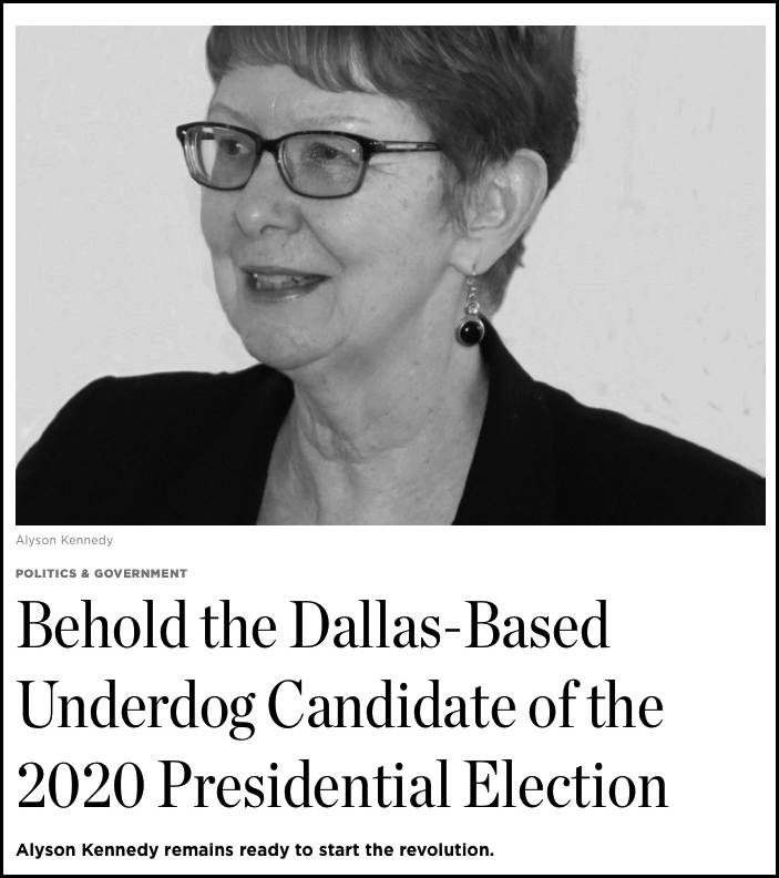 Socialist Workers Party launching campaign of Alyson Kennedy and Malcolm Jarrett for president and vice president was featured in Feb. 5 “Frontburner” column in D Magazine. The article quoted from press release announcing Feb. 8 meeting launching the campaign in Dallas. “My campaign presents a road forward for working-class struggle to advance the self-confidence, fighting capacities and class consciousness of working people,” Kennedy said.