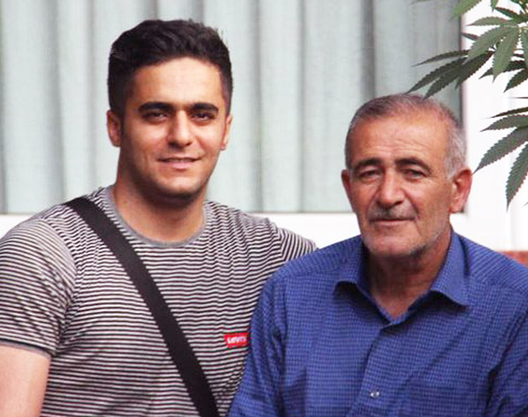 Borhan Mansournia, left, an Iranian Kurd, was killed by gov’t security forces when he joined protests in November. Relatives are speaking out about killing in face of capitalist rulers’ efforts to bribe them into lying and blaming his killing on fellow protesters. At right is his father.