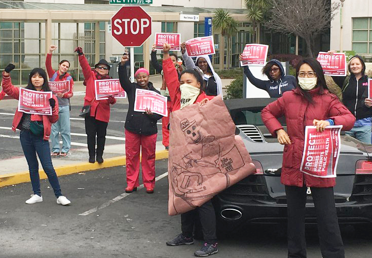 March 24 protest at Richmond, California, Kaiser Permanente, demanding immediate action to get needed protective gear. Nurses protested at other Kaiser hospitals earlier in the week.