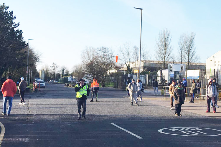 Workers at Tulip meat factory in U.K. held job action and workers at Linden Foods in Northern Ireland, above, walked out March 27 over bosses’ refusal to provide safe working conditions.