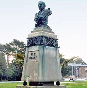 Statue of Ulysses S. Grant before its destruction last month in Golden Gate Park in San Francisco. Grant was commander of Union Army that defeated slavocracy in U.S. Civil War.
