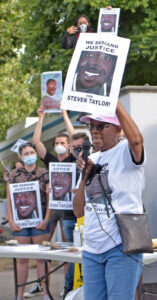 Addie Kitchen, Steven Taylor’s grandmother, speaks at protest July 10 in San Leandro, California, demanding cops who killed him April 18 inside Walmart store be prosecuted. 