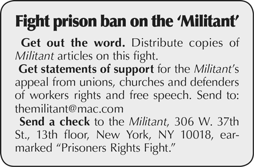 Fight prison ban on 'Militant'