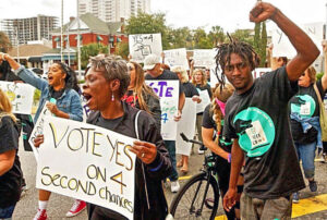 Rally in Florida in October 2018 backing Amendment 4 to restore voting rights to over 1 million former prisoners. It passed by 64%. Militant covers these struggles for prisoners’ rights.