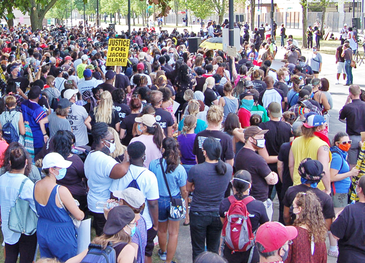Some 2,000 demonstrators join Aug. 29 protest in Kenosha, Wisconsin, hosted by the family of Jacob Blake Jr. after he was shot in the back seven times by a city cop. “The cop who shot Jacob needs to be charged,” teacher Jason Jackson told the Militant at the rally.