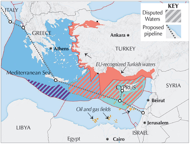 Map shows disputed areas between rulers of Greece, Turkey, other regimes in the region and imperialist powers as result of intensified competition amid the deepening crisis of capitalism.
