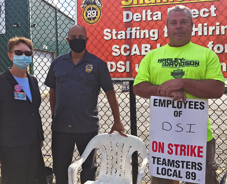 SWP presidential candidate Alyson Kennedy brings solidarity to Teamsters on strike at DSI Tunneling in Louisville, Kentucky, Oct. 22.