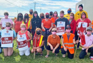 Dominion strikers, members of Unifor Local 597 in Stephenville, Newfoundland, join “Orange Shirt Day” protest to mark crimes committed against Native peoples in residential schools.