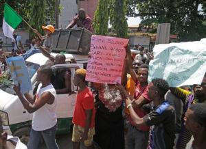 Oct. 20 protest in Lagos, Nigeria. Later that day army attacked protesters, killing at least 10.