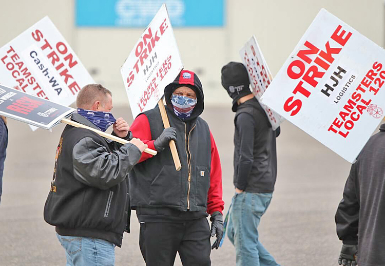 Some 70 workers in Teamsters Local 120 struck Cash-Wa, a Fargo, North Dakota, food distribution service Nov. 18 over stalled contract talks and unsafe working conditions. 