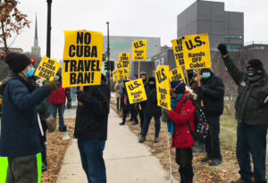 Dec. 17 Minneapolis picket was one of several in U.S. as part of day of protest against U.S. economic war on Cuba. For over 60 years, Washington has tried to overturn Cuban Revolution.
