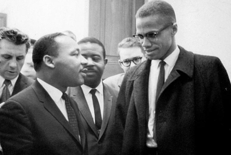 Washington used the FBI, the capitalist rulers’ political police, to spy on and try to disrupt the Black liberation movement, including targeting both Malcom X, right, and Martin Luther King Jr., left. Democrats claim greater police powers are needed to counter “domestic terrorism.”