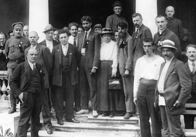 V.I. Lenin, leader of 1917 Bolshevik Revolution, front left, during Second Congress of Communist International, July 19, 1920, led fight for right of oppressed nationalities to self-determination.