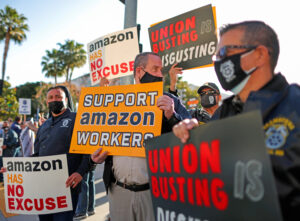 March 22 AFL-CIO-sponsored rally in Los Angeles mobilized support in fight for union recognition by Amazon workers at Bessemer, Alabama, warehouse. Victory could expand struggle.