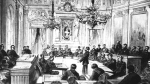 Meeting of elected representatives of Paris Commune, which lasted for 72 days in 1871. Karl Marx called the Commune “the glorious harbinger of a new society,” where “the proletariat for the first time held political power.” It showed the future, not just for France, but for working people worldwide.