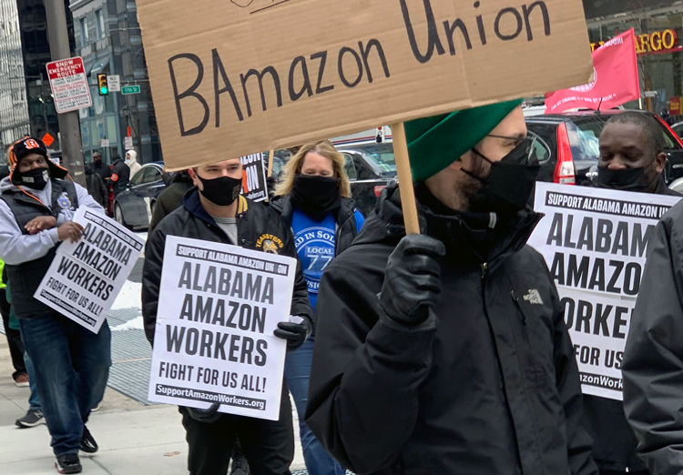 Rally in Philadelphia Feb. 20 backs Amazon workers’ fight to win a union in Bessemer, Alabama. Key is to rely on the strength of the workers themselves, backed by working-class solidarity.