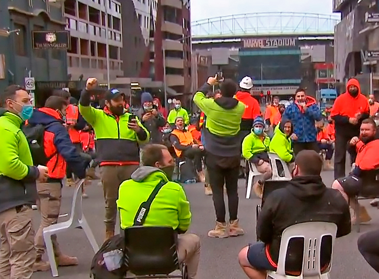 Construction workers protest gov’t attacks in Australia
