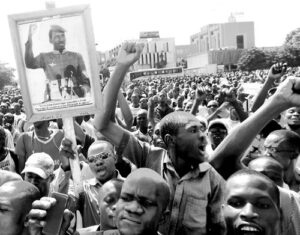June 29, 2013, rally against Blaise Compaore, his 1987 coup against Sankara, in poster.