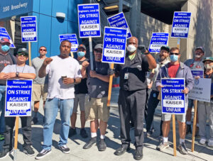 Sept. 22 picket at Kaiser hospital in Oakland, California, one of 24 where operating engineers are on strike. This fight “is bringing our crew together,” said striker Michael Salas.