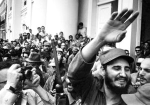 Crowds welcome Fidel Castro and Rebel Army in Cienfuegos Jan. 6, 1959, after victory.