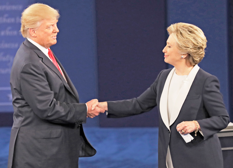 Oct. 9, 2016, Donald Trump-Hillary Clinton presidential debate. Plunging support for Joseph Biden has fueled speculation of second Clinton vs. Trump contest. In 2016 some 43% of eligible voters didn’t vote at all, vastly outnumbering those who voted for any of the capitalist parties.