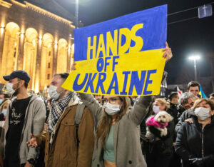 Tens of thousands protested in Georgian capital, Tbilisi, Feb. 24, and other cities in the days after Moscow’s invasion of Ukraine. “We feel for Ukrainians,” 32-year-old taxi driver Niko Tvauri told media Feb. 27, “because we’ve seen Russian’s barbaric aggression on our soil.”