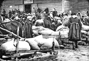 Grain taken from Ukrainian peasants near Kyiv, 1930, amid Stalinist forced collectivization and national oppression, led to widespread famine and death of almost 4 million Ukrainians.