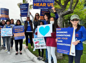 Nurses struck Stanford Hospital and Lucile Packard Children’s Hospital in Palo Alto, California, April 25 over wages, retiree benefits and understaffing. “It’s a moral issue,” said one nurse.