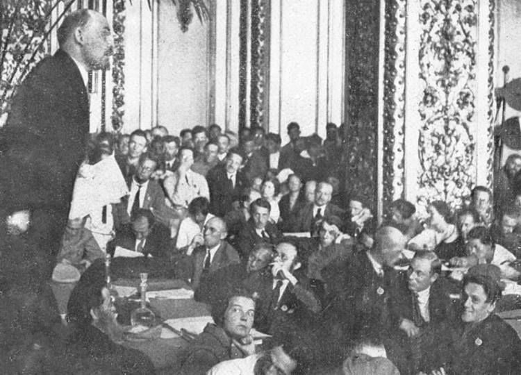 V.I. Lenin, leader of 1917 Russian Revolution, addresses Third Congress of Communist International, July 5, 1921. Lenin’s final fight was against Stalin over the national question.