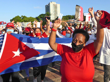 While largest May Day action was in Havana, similar actions took place all across the island. Bottom left, May Day march in Holguín