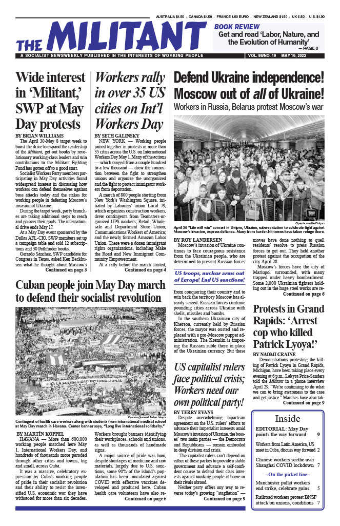 The Militant A socialist newsweekly published in the interests of